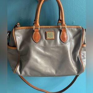 Dooney & Bourke Gray Satchel with Brown Trim